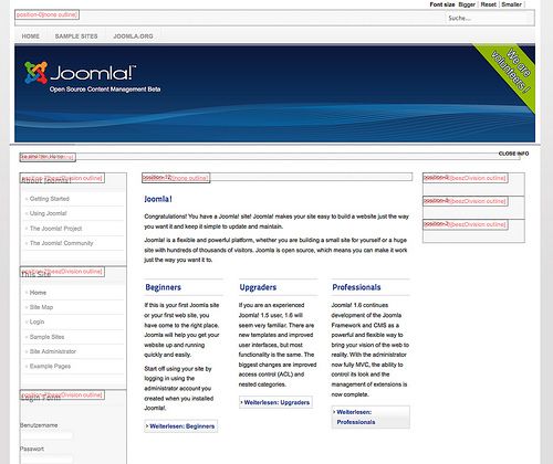Joomla 1.7 Template Positionen