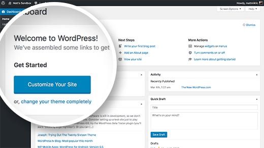 WordPress Standard Schrift